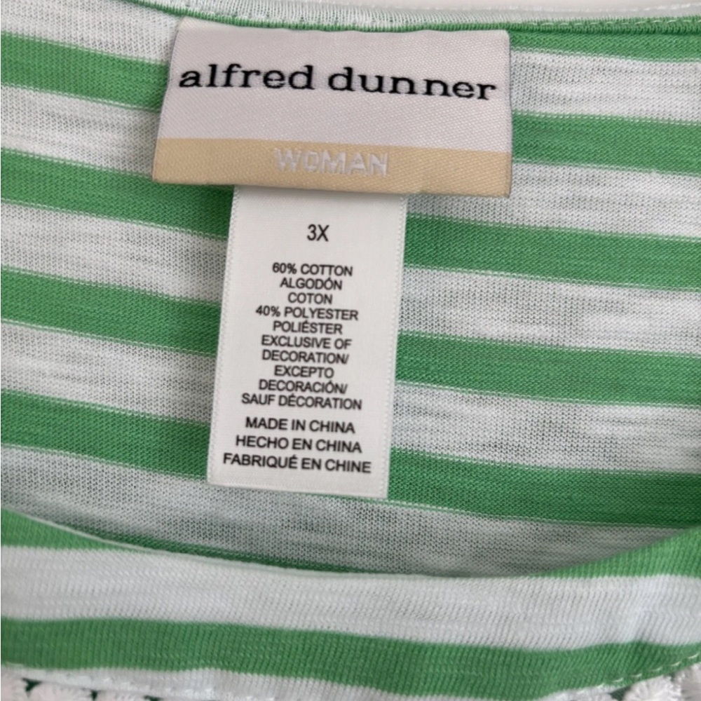 Alfred Dunner Green Stripe Lemon Print Short Sleeve Top - Picture 6 of 6